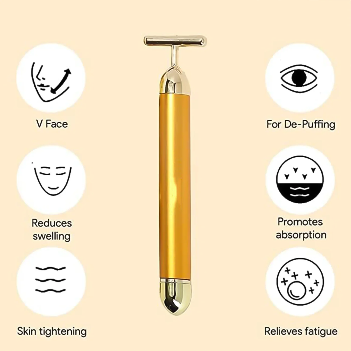 24K Gold Energy Beauty Bar Electric Facial Massage Roller
