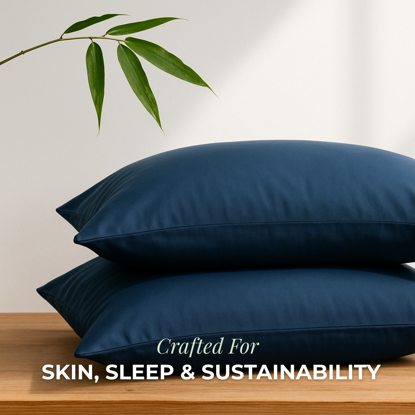 100% Bamboo Bedsheet with 2 Pillow Covers | Winter Sky (Dark Blue Color) | Flat Sheet (Queen / King) | 400 TC |