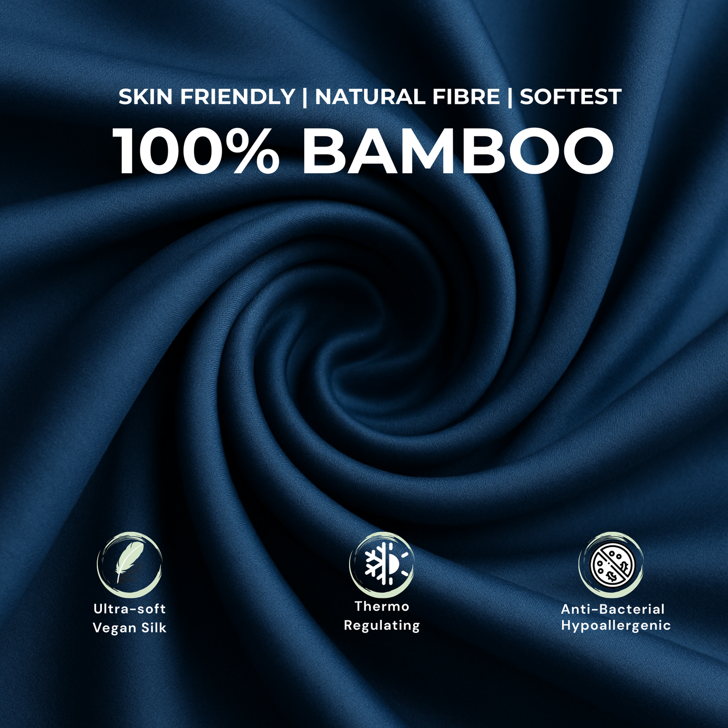 100% Bamboo Bedsheet with 2 Pillow Covers | Winter Sky (Dark Blue Color) | Flat Sheet (Queen / King) | 400 TC |
