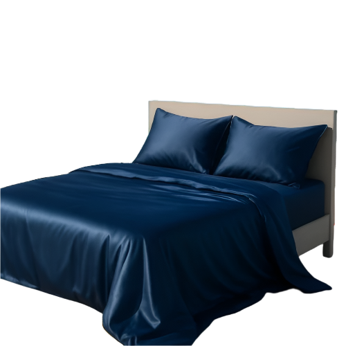 100% Bamboo Bedsheet with 2 Pillow Covers | Winter Sky (Dark Blue Color) | Flat Sheet (Queen / King) | 400 TC |