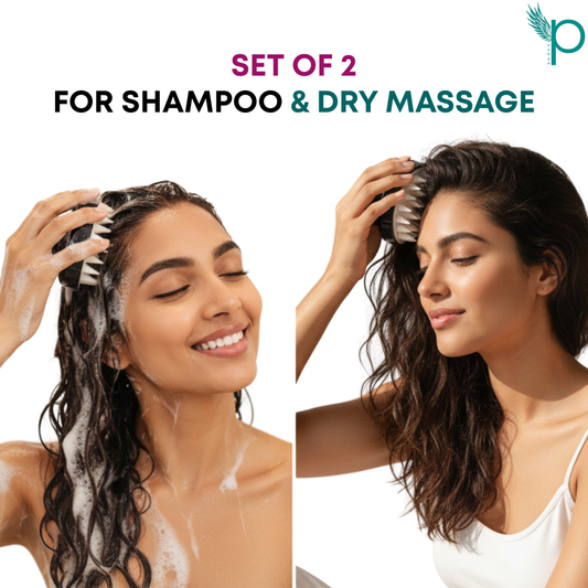 Pushya Silicone Scalp Massager |SET OF 2| – Deep Scalp Cleansing, Anti-Dandruff & Relaxing Head Massage Tool