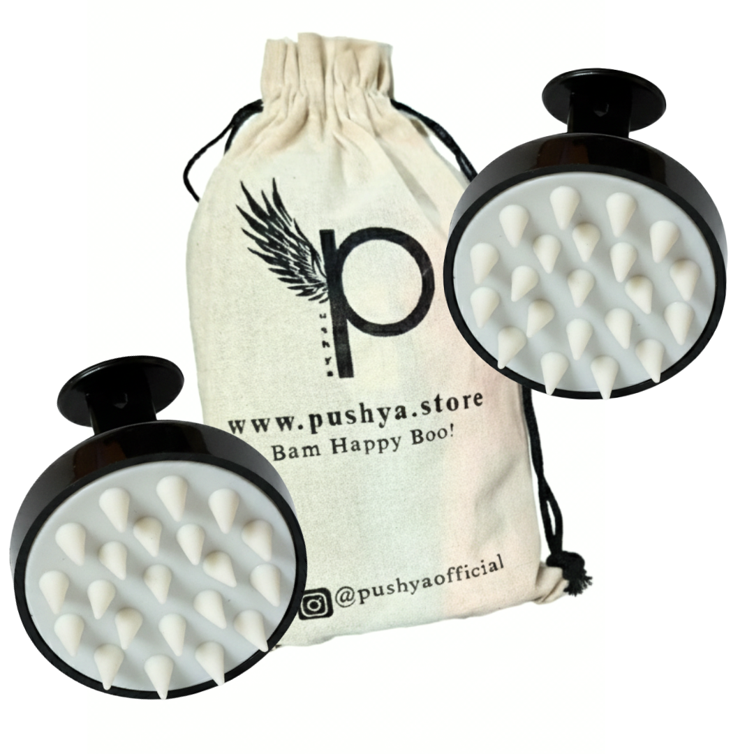 Pushya Silicone Scalp Massager |SET OF 2| – Deep Scalp Cleansing, Anti-Dandruff & Relaxing Head Massage Tool