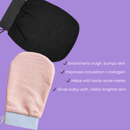 Pushya Moroccan Hammam Body Exfoliating Glove |SET OF 3 |Deep Exfoliation for Tan Removal, Ingrown Hair & Smooth Skin