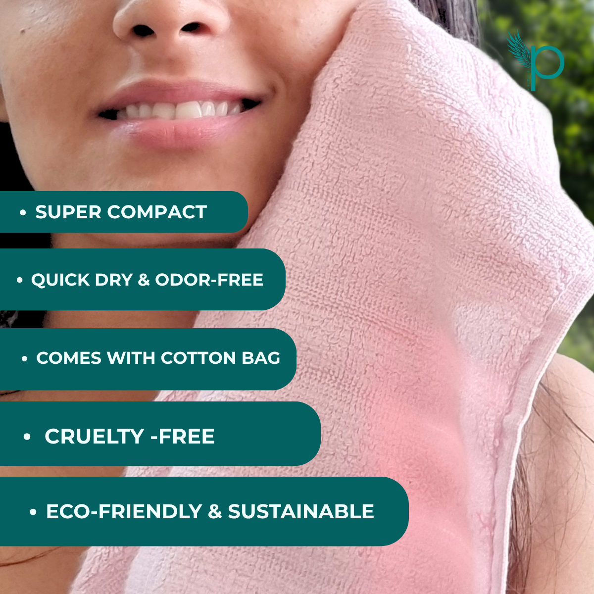 100% Bamboo Face Towel – Set of 3 (Pink, Blue & Sea Green) | Ultra-Soft, Hypoallergenic, Sweat-Absorbing, Skin-Friendly Towels for Gym, Travel, Skincare | 30x30 cm – Pushya