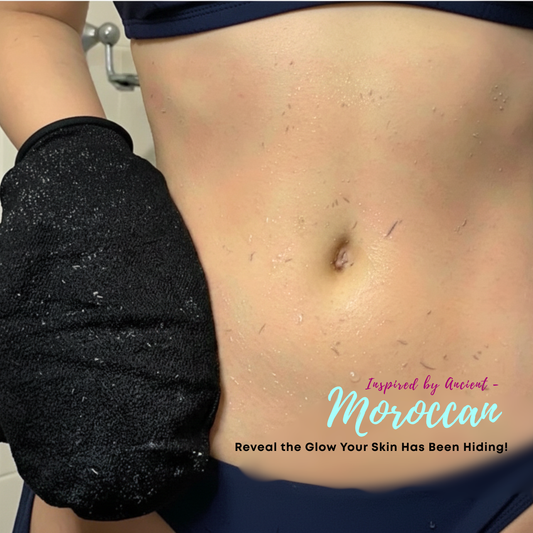 Pushya Moroccan Hammam Body Exfoliating Glove |SET OF 3 |Deep Exfoliation for Tan Removal, Ingrown Hair & Smooth Skin