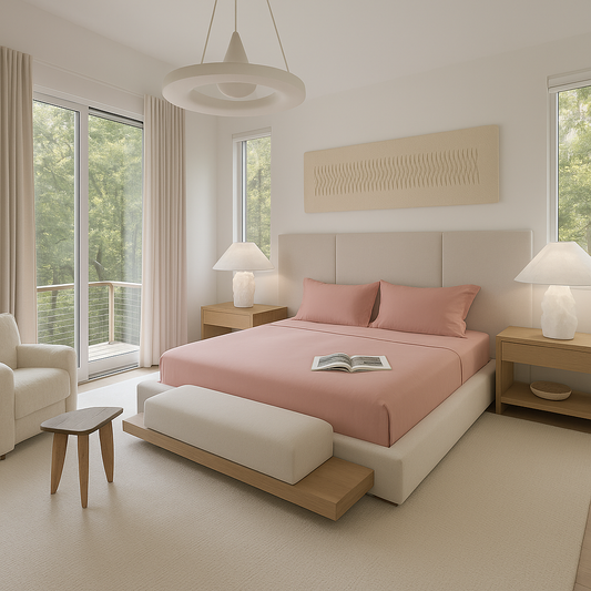 100% Bamboo Fitted Bedsheet with 2 Pillow Covers | Rose Dust (Blush Pink) | Fitted Sheet (Queen / King) | 400 TC | Cruelty-Free, Luxuriously Soft, Breathable, Naturally Anti-Microbial, Thermoregulating, Eco-Friendly, Vegan Bed Sheet – The Premium Edit