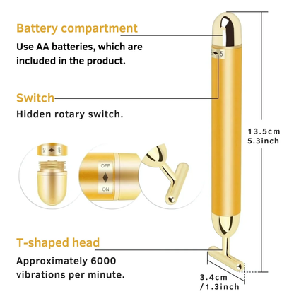 24K Gold Energy Beauty Bar Electric Facial Massage Roller