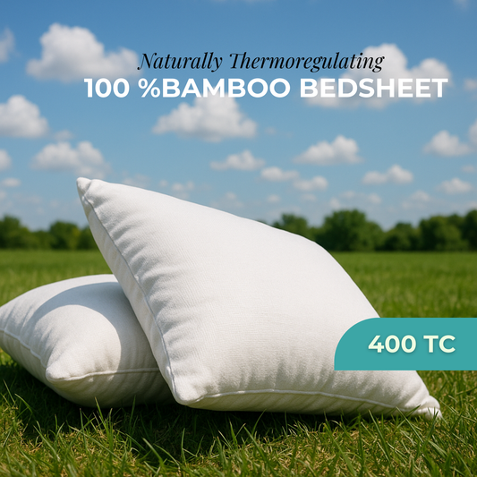 100% Bamboo Bedsheet with 2 Pillow Covers | SnowField (Classic White) | Flat Sheet (Queen / King) | 400 TC |