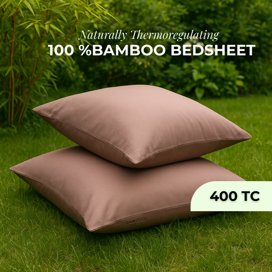 100% Bamboo Bedsheet with 2 Pillow Covers |Blushed clay ( Taupe Pink ) | Flat Sheet (Queen / King) | 400 TC |