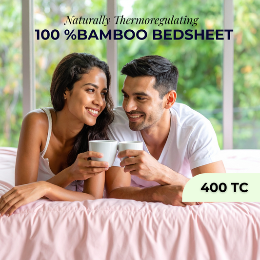 100% Bamboo Bedsheet with 2 Pillow Covers | Rose Dust (Blush Pink) | Flat Sheet (Queen / King) | 400 TC |