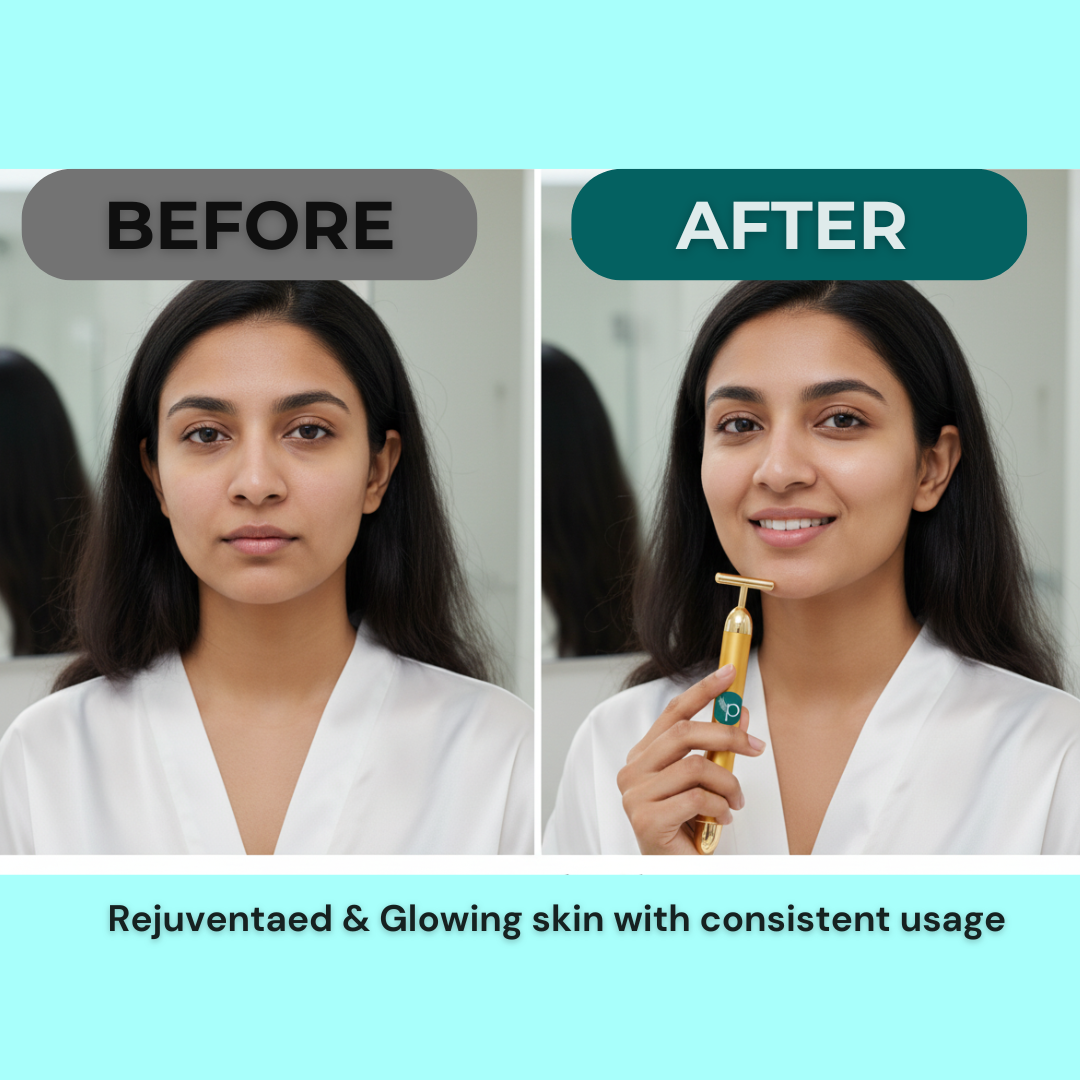 24K Gold Energy Beauty Bar Electric Facial Massage Roller