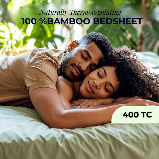 100% Bamboo Bedsheet with 2 Pillow Covers | Duck Egg Green | Flat Sheet (Queen / King) | 400 TC |
