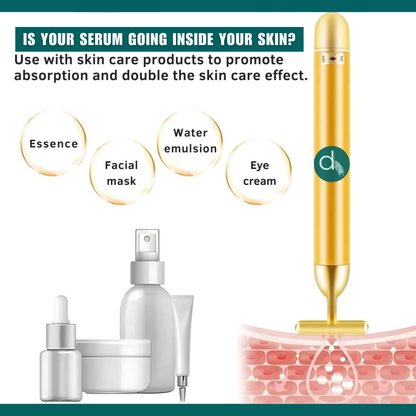 24K Gold Energy Beauty Bar Electric Facial Massage Roller