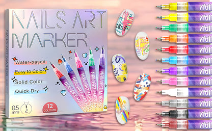 Nail Art Pens Set of 12 Colors