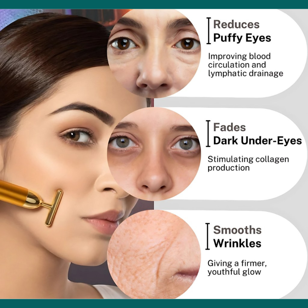 24K Gold Energy Beauty Bar Electric Facial Massage Roller