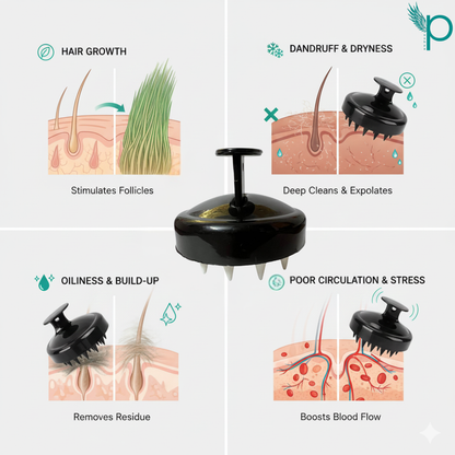 Pushya Silicone Scalp Massager |SET OF 2| – Deep Scalp Cleansing, Anti-Dandruff & Relaxing Head Massage Tool