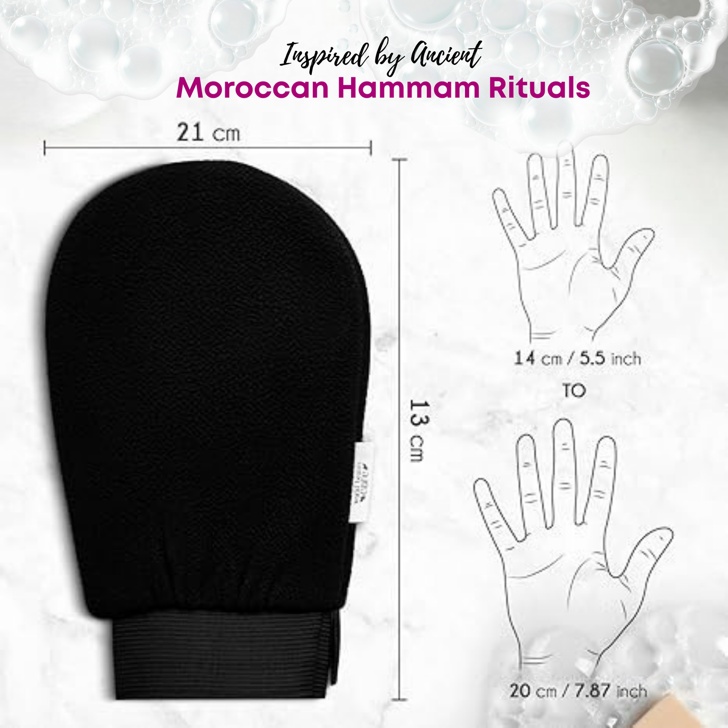 Pushya Moroccan Hammam Body Exfoliating Glove |SET OF 3 |Deep Exfoliation for Tan Removal, Ingrown Hair & Smooth Skin
