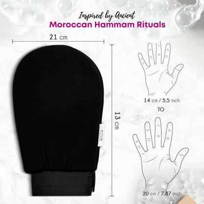 Pushya Moroccan Hammam Body Exfoliating Glove |SET OF 3 |Deep Exfoliation for Tan Removal, Ingrown Hair & Smooth Skin