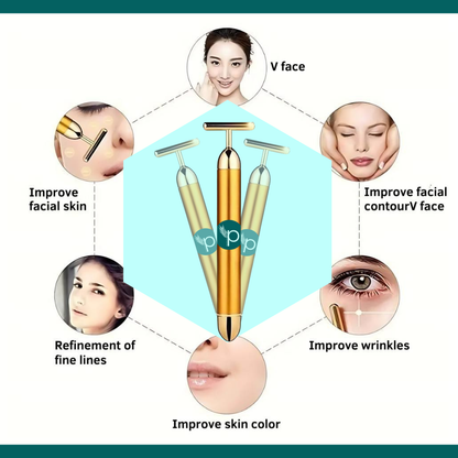 24K Gold Energy Beauty Bar Electric Facial Massage Roller