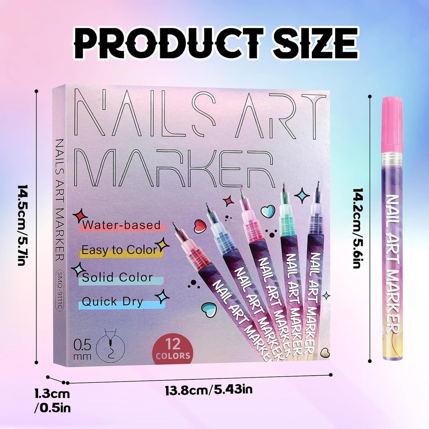 Nail Art Pens Set of 12 Colors
