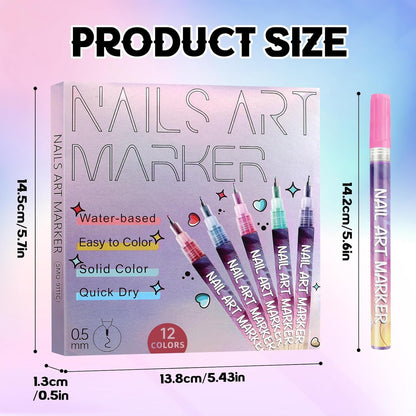 Nail Art Pens Set of 12 Colors