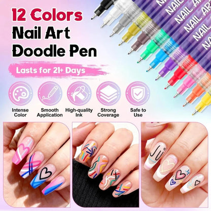 Nail Art Pens Set of 12 Colors