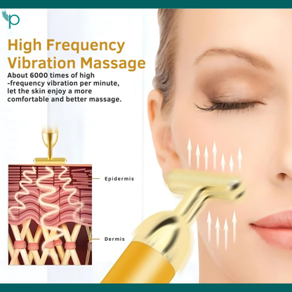 24K Gold Energy Beauty Bar Electric Facial Massage Roller