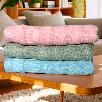 100% Bamboo Face Towel – Set of 3 (Pink, Blue & Sea Green) | Ultra-Soft, Hypoallergenic, Sweat-Absorbing, Skin-Friendly Towels for Gym, Travel, Skincare | 30x30 cm – Pushya