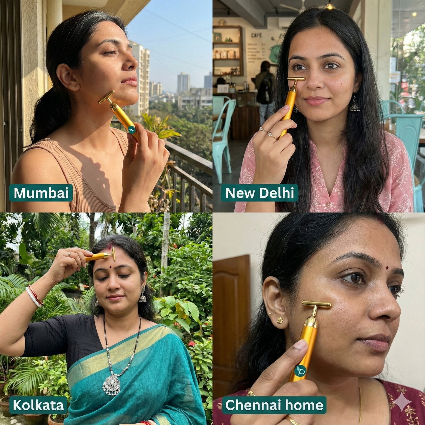 24K Gold Energy Beauty Bar Electric Facial Massage Roller