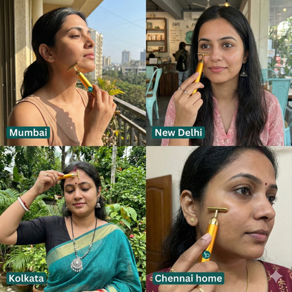 24K Gold Energy Beauty Bar Electric Facial Massage Roller