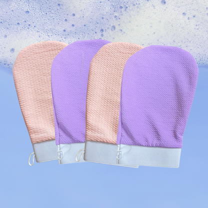 Pushya Moroccan Hammam Body Exfoliating Glove |SET OF 3 |Deep Exfoliation for Tan Removal, Ingrown Hair & Smooth Skin