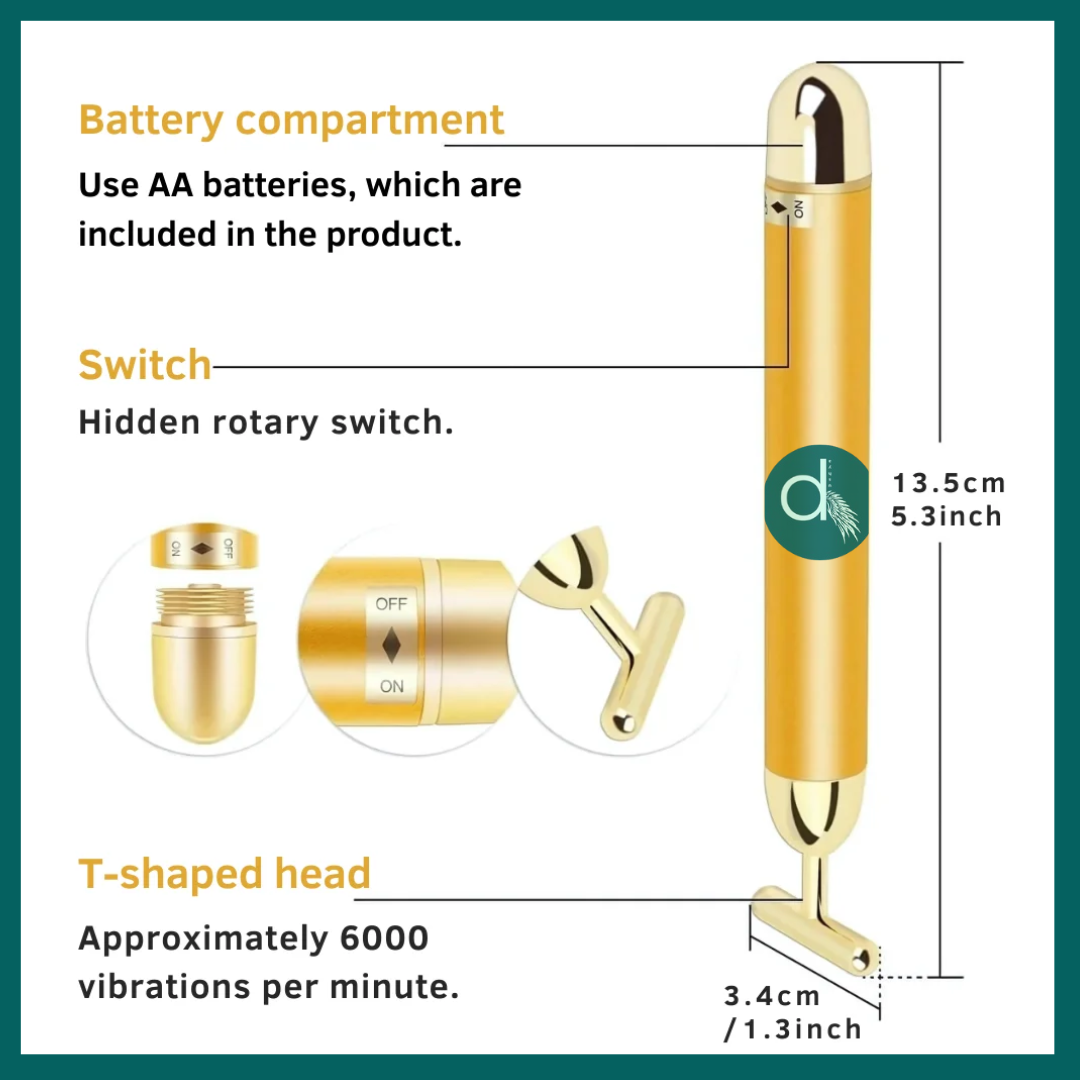24K Gold Energy Beauty Bar Electric Facial Massage Roller
