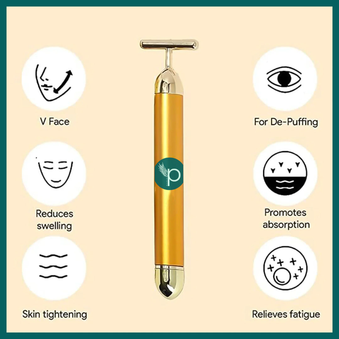 24K Gold Energy Beauty Bar Electric Facial Massage Roller