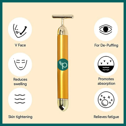 24K Gold Energy Beauty Bar Electric Facial Massage Roller