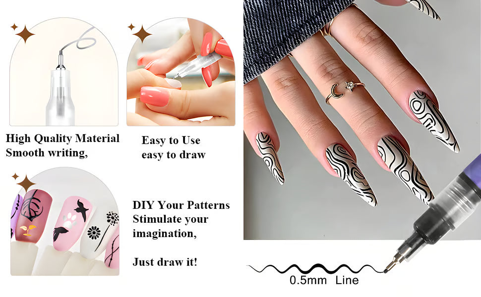 Nail Art Pens Set of 12 Colors